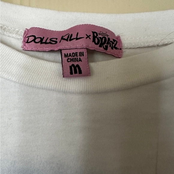 Dolls Kill White Bratz Graphic Tee with Pink & Blue Accents - Picture 3 of 4